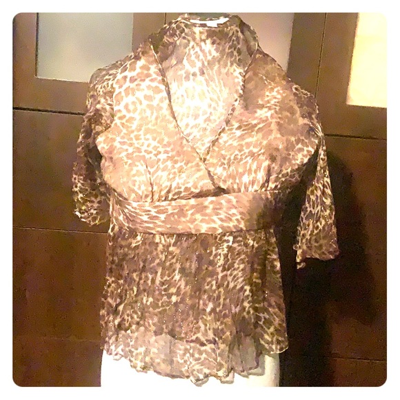 Silk Leopard print sheer top - Picture 1 of 8